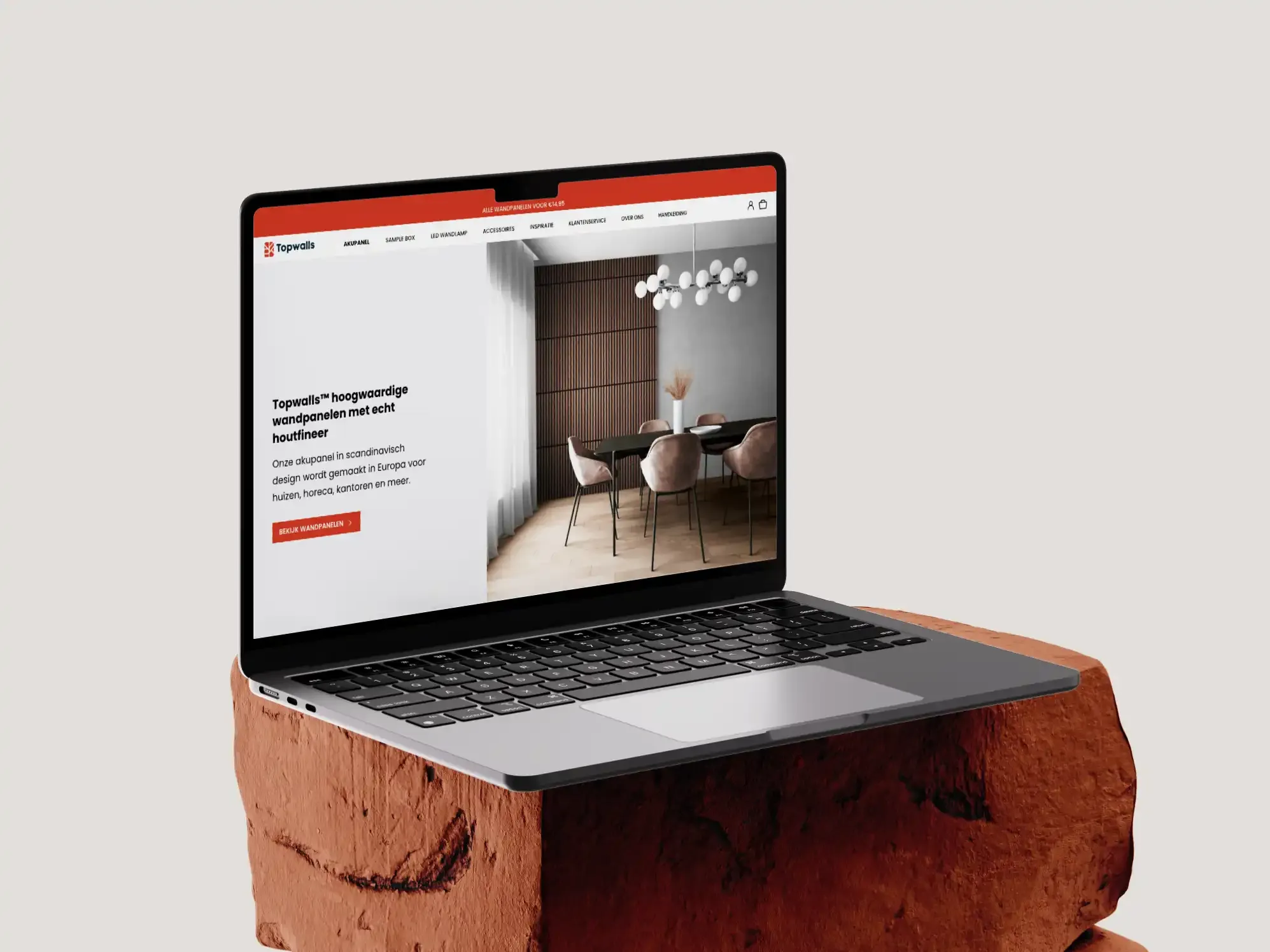 Website van Topwalls in een mockup